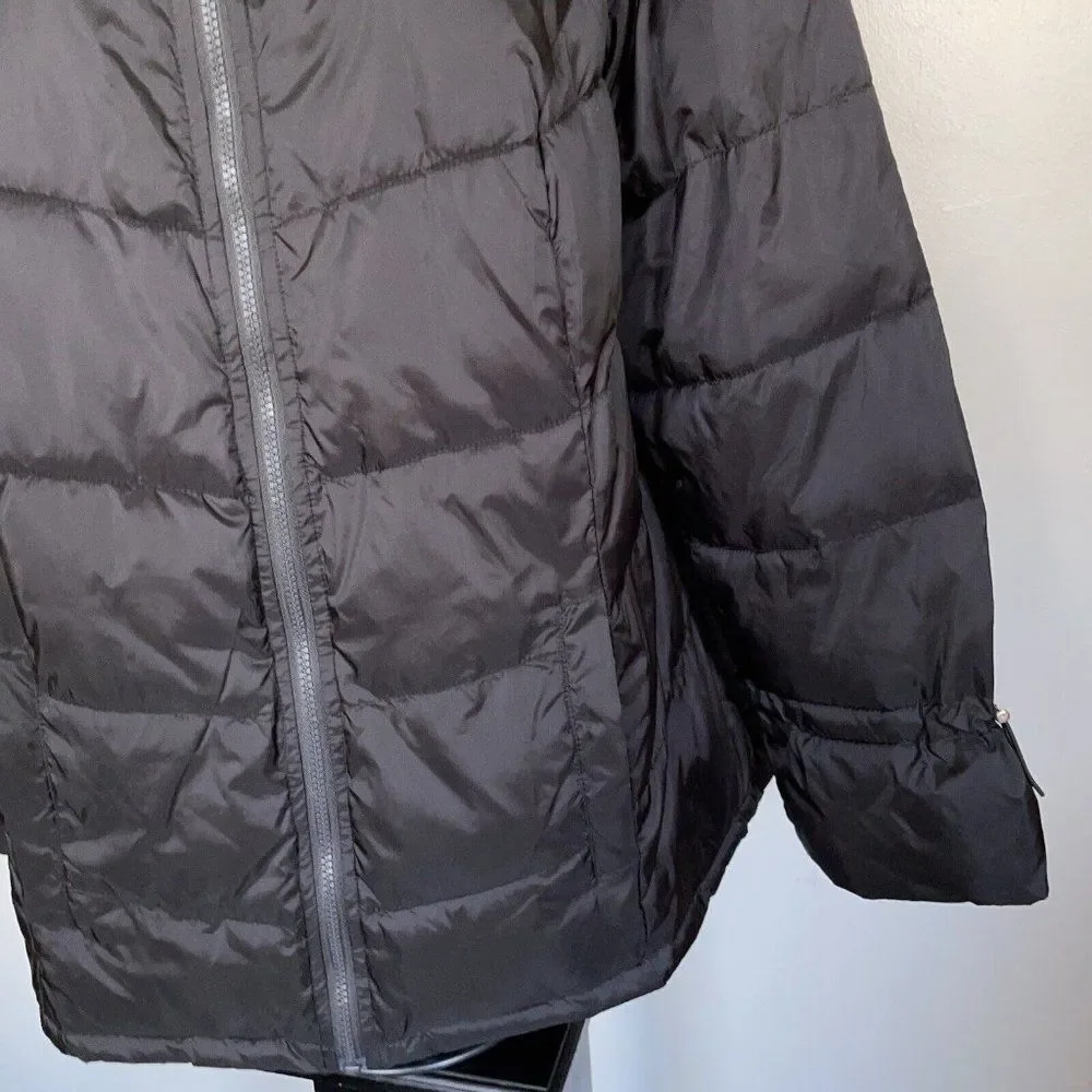 Womens Motto Quilted Puffer Jacket Coat Black Funnel Collar Plus Sz 1X Full Zip - Picture 3 of 8